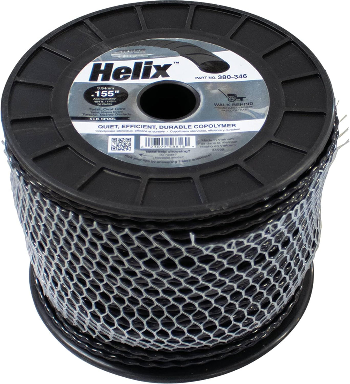 STENS® 380-346 HELIX TRIMMER LINE 484' APPROXIMATE LENGTH, 0.155" DIAMETER, TWIST SHAPE, 5 LB SIZE, BLACK