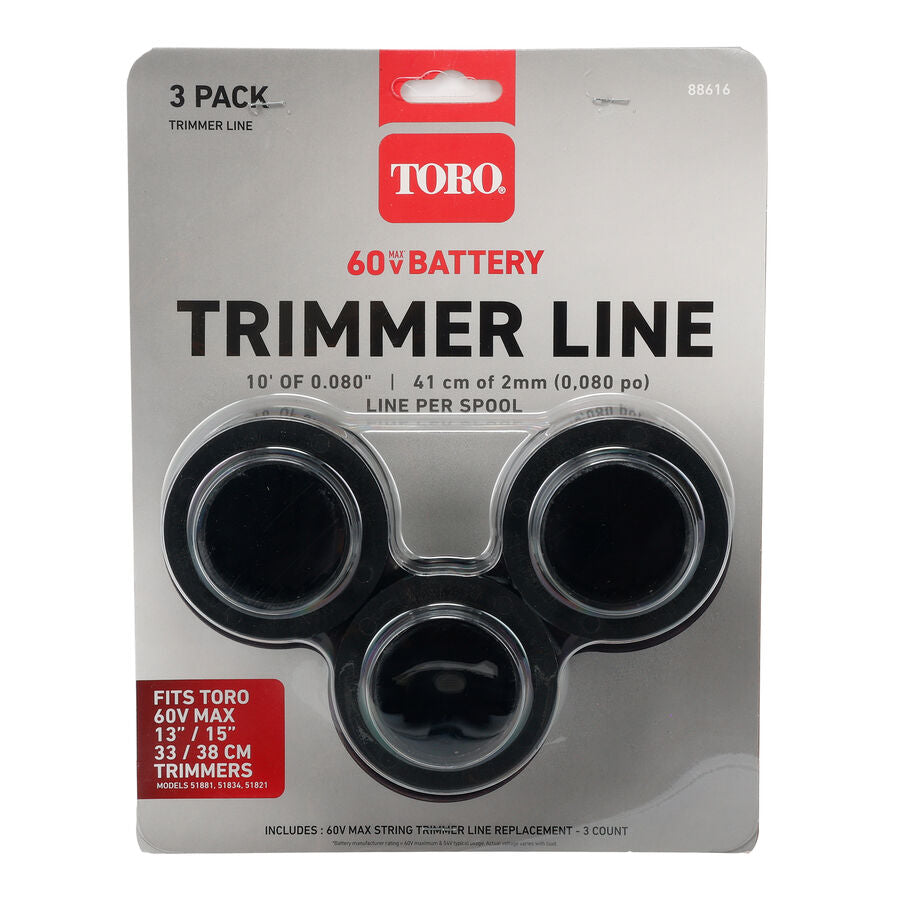 TORO TRIMMER LINE (.080IN), 60V GEN 2, 3 PK (88616)